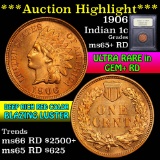 ***Auction Highlight*** 1906 Indian Cent 1c Graded Gem+ Unc RD by USCG (fc)