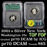 2001-s Silver New York Washington Quarter 25c Graded GEM++ Proof Deep Cameo By ICG
