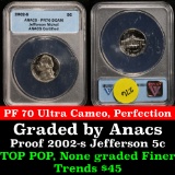 ANACS 2002-s Jefferson Nickel 5c Graded GEM++ Proof Deep Cameo By ANACS
