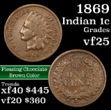 1869 Indian Cent 1c Grades vf+ (fc)
