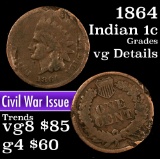 1864 L Indian Cent 1c Grades vg details