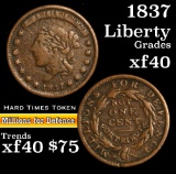1837 Liberty Not One Cent Millions For Defence Hard Times Token HT-46 Hard Times Token 1c Grades xf