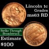 No date Struck Thru, Broad Struck Lincoln Cent 1c Grades Select Unc RD