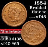 1854 Braided Hair Large Cent 1c Grades xf+