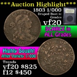 ***Auction Highlight*** 1803 1/000 Draped Bust Large Cent 1c Graded vf, very fine by USCG (fc)