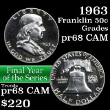 1963 Franklin Half Dollar 50c Grades GEM++ Proof Cameo (fc)