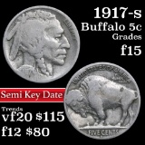 1917-s Buffalo Nickel 5c Grades f+