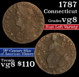 1787 Connecticut, Draped Bust Left Colonial Cent 1c Grades vg, very good