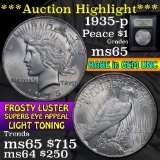***Auction Highlight*** 1935-p Peace Dollar $1 Graded GEM Unc by USCG (fc)