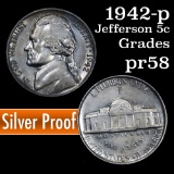 1942 Jefferson Nickel 5c Grades Proof