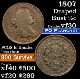 1807 Draped Bust Half Cent 1/2c Grades vf++ (fc)