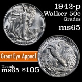 1942-p Walking Liberty Half Dollar 50c Grades GEM Unc
