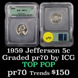1959 Jefferson Nickel 5c Graded Perfection By ICG