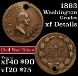 Washington Civil War Token 1c Grades xf details