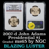 NGC 2007-d John Adams Presidential Dollar $1 Graded GEM By NGC
