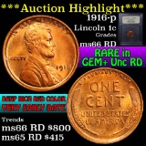***Auction Highlight*** 1916-p Lincoln Cent 1c Graded GEM+ Unc RD by USCG (fc)