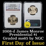NGC 2008-d James Monroe Presidential Dollar $1 Graded GEM By NGC