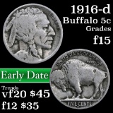 1916-d Buffalo Nickel 5c Grades f+