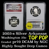 NGC 2003-s Silver Arkansas Washington Quarter 25c Graded GEM++ Proof Deep Cameo By NGC