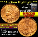***Auction Highlight*** 1905 Indian Cent 1c Graded GEM Unc RD by USCG (fc)