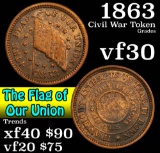 1863 The Flag of Our Union Civil War Token 1c Grades vf++