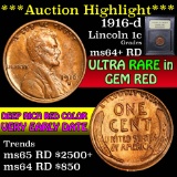 ***Auction Highlight*** 1916-d Lincoln Cent 1c Graded Choice+ Unc RD by USCG (fc)