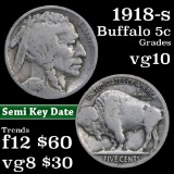 1918-s Buffalo Nickel 5c Grades vg+