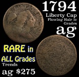 1794 Liberty Cap Flowing Hair large cent 1c Grades ag (fc)