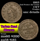 1863 God Protect the Union Civil War Token 1c Grades Unc Details