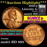 1916-p Lincoln Cent 1c Graded Select Unc RD by USCG