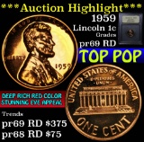 ***Auction Highlight*** 1959 Lincoln Cent 1c Graded Gem++ Proof Red by USCG (fc)