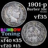 1901-p Barber Dime 10c Grades vf++