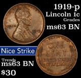 1919-p Lincoln Cent 1c Grades Select Unc BN