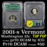 2001-s Vermont Washington Quarter 25c Graded GEM++ Proof Deep Cameo By ICG