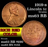1919-s Lincoln Cent 1c Grades Select Unc RB