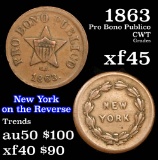 1863 Pro Bono Publico Civil War Token 1c Grades xf+