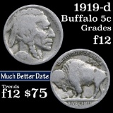 1919-d Buffalo Nickel 5c Grades f, fine