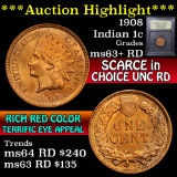 1908 Indian Cent 1c Graded Select+ Unc RD by USCG