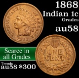 1868 Indian Cent 1c Grades Choice AU/BU Slider (fc)
