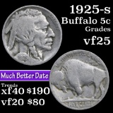 1925-s Buffalo Nickel 5c Grades vf+