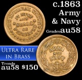1863 Federal Union Must and Shall be Preserved, Brass Civil War Token 1c Grades Choice AU/BU Slider