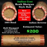 Indian Head Penny 1c Shotgun Roll, 1895 on one end, reverse on the other