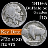 1919-s Buffalo Nickel 5c Grades f+