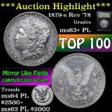 ***Auction Highlight*** 1879-s rev '78 Top 100 Morgan Dollar $1 Graded Select Unc+ PL by USCG (fc)