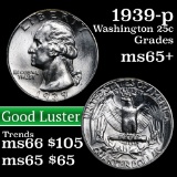 1939-p Washington Quarter 25c Grades GEM+ Unc