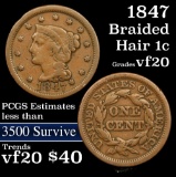 1847 Braided Hair Large Cent 1c Grades vf, very fine