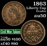 1863 Army & Navy Civil War Token 1c Grades AU, Almost Unc