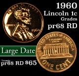 1960 Large Date Lincoln Cent 1c Grades Gem++ Proof Red