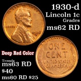 1930-d Lincoln Cent 1c Grades Select Unc RD