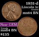 1931-d Lincoln Cent 1c Grades Choice Unc BN
